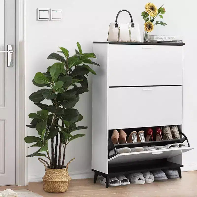 Scarpiera, Scarpiera Contenitore con 3 Cassetti a Ribalta, Organizer per Scarpe Autoportante da 47 con Gambe
