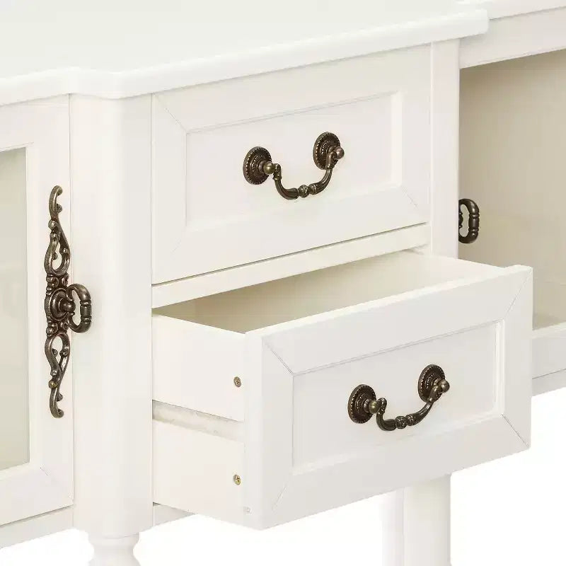 Kings Brand Furniture Mobile Credenza Buffet in Legno Tavolo Consolle, Bianco Crema