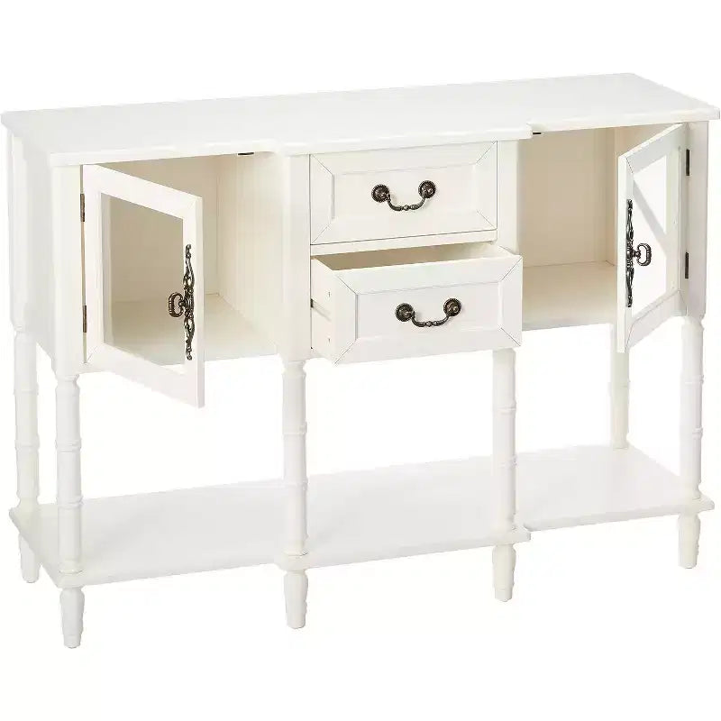 Kings Brand Furniture Mobile Credenza Buffet in Legno Tavolo Consolle, Bianco Crema