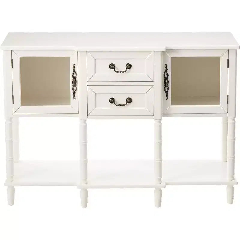 Kings Brand Furniture Mobile Credenza Buffet in Legno Tavolo Consolle, Bianco Crema