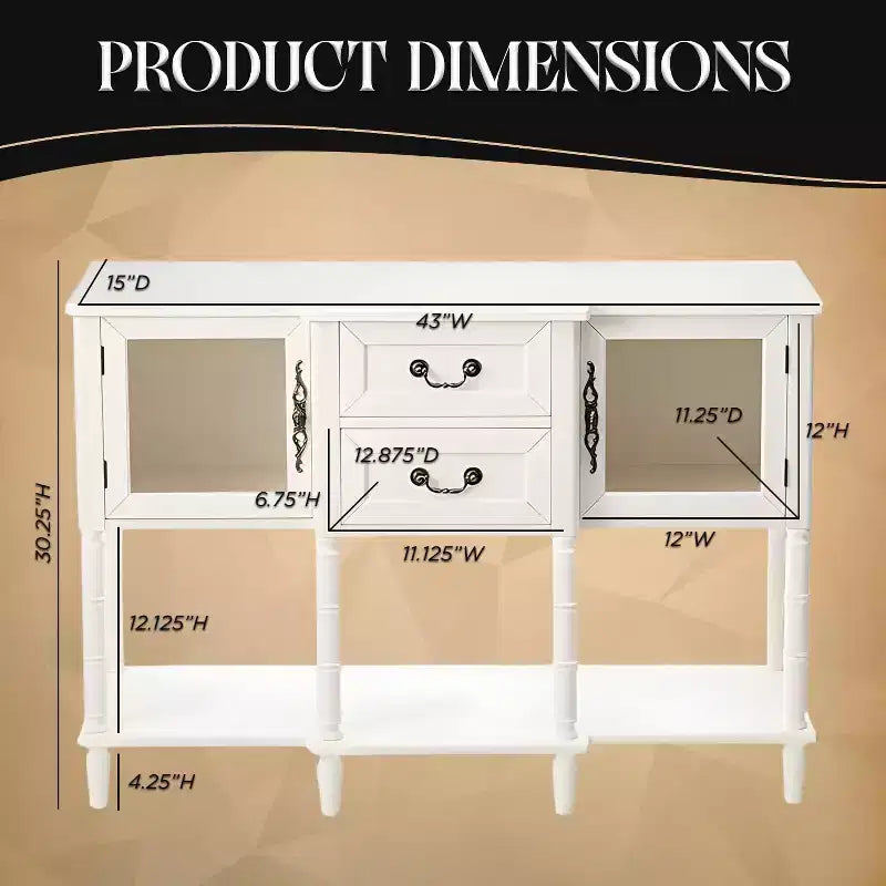Kings Brand Furniture Mobile Credenza Buffet in Legno Tavolo Consolle, Bianco Crema