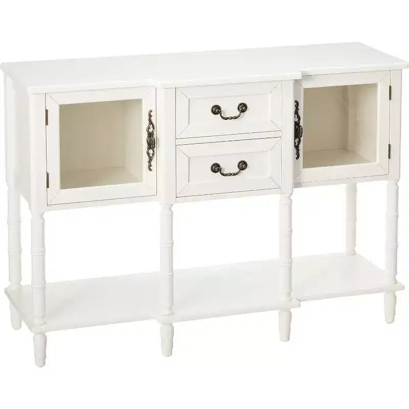 Kings Brand Furniture Mobile Credenza Buffet in Legno Tavolo Consolle, Bianco Crema