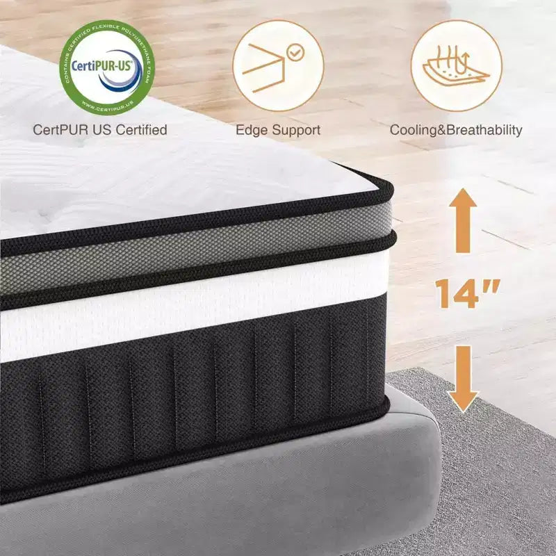 Materasso Queen in Offerta: Materasso in Memory Foam al Gel da 35,5 cm, Tecnologia di Raffreddamento, Sensazione Media, Sollievo dalla Pressione, Certificato CertiPUR-US, 7 Strati di Schiuma