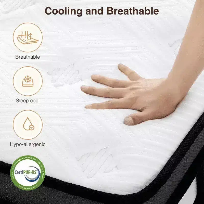 Materasso Queen in Offerta: Materasso in Memory Foam al Gel da 35,5 cm, Tecnologia di Raffreddamento, Sensazione Media, Sollievo dalla Pressione, Certificato CertiPUR-US, 7 Strati di Schiuma