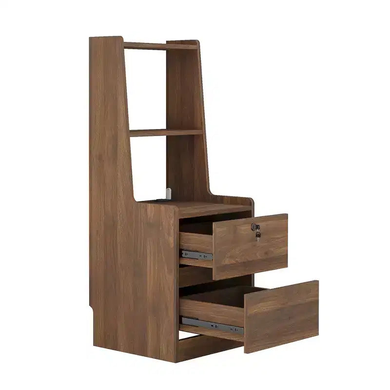 Comodino da 15 pollici con stazione di ricarica, comodino intelligente con libreria, vano portaoggetti, funzione di blocco, finitura in legno con serratura