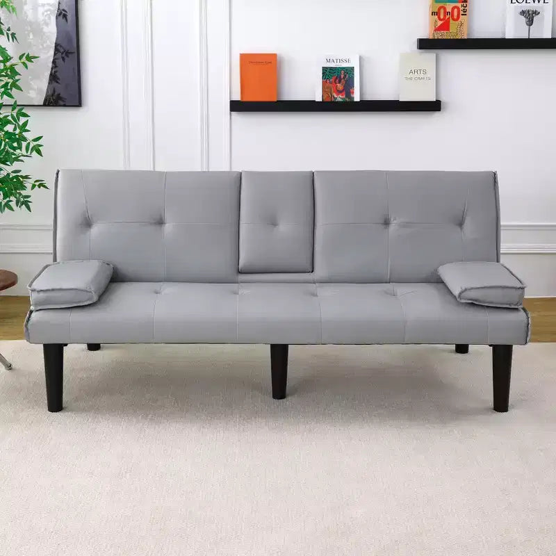Divano Letto Convertibile, Futon Moderno da 67 pollici con Portabicchieri, Divano Letto per Piccoli Spazi, Appartamenti e Uffici