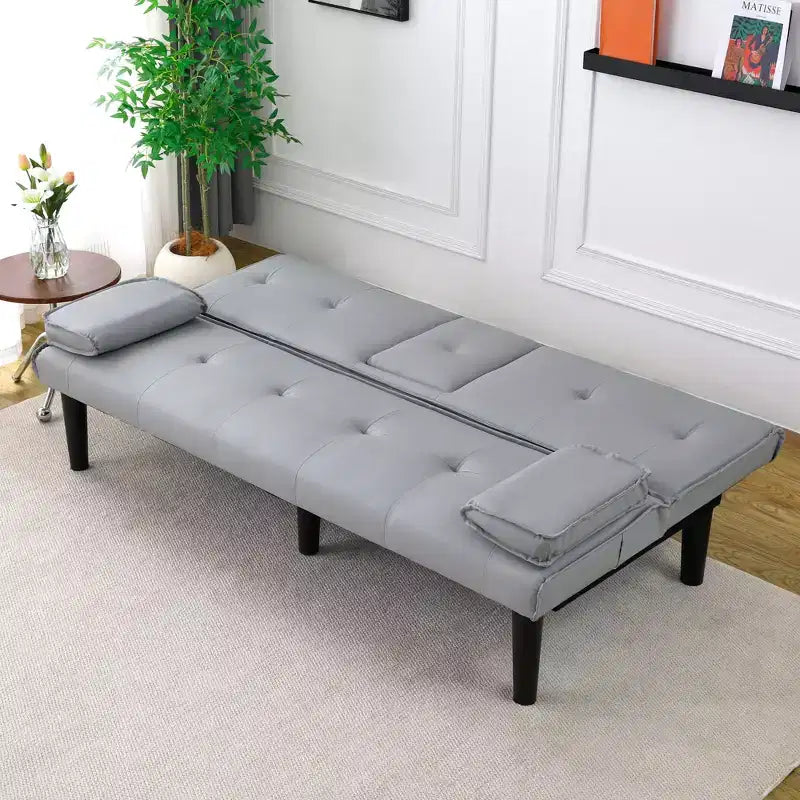 Divano Letto Convertibile, Futon Moderno da 67 pollici con Portabicchieri, Divano Letto per Piccoli Spazi, Appartamenti e Uffici