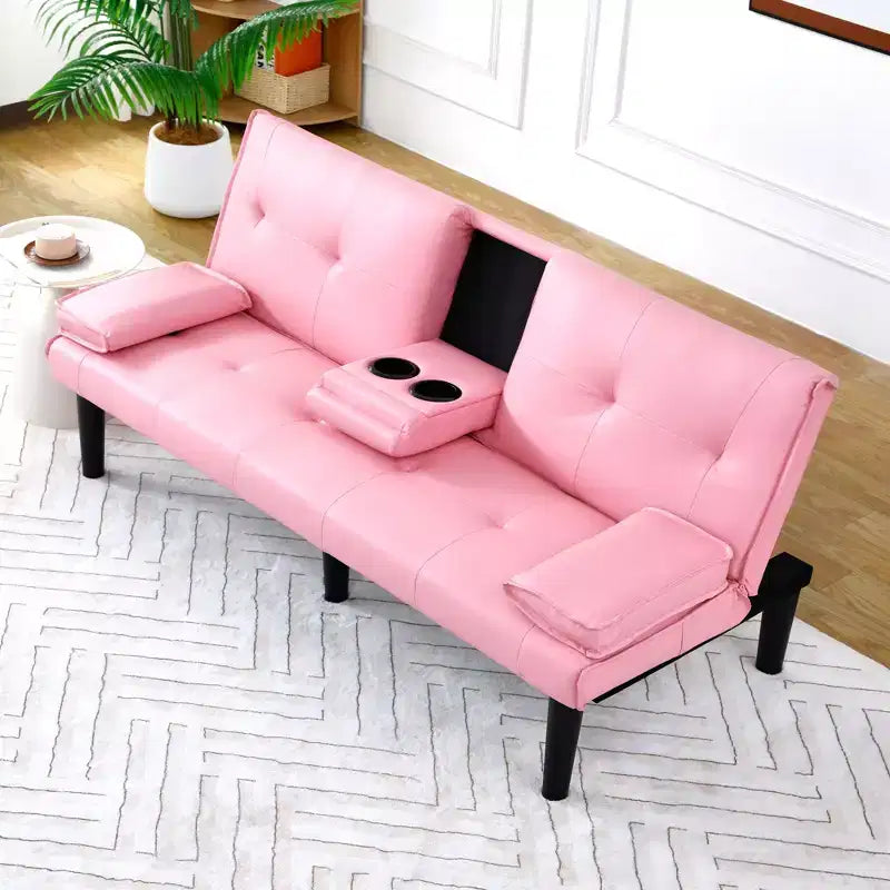Divano Letto Convertibile, Futon Moderno da 67 pollici con Portabicchieri, Divano Letto per Piccoli Spazi, Appartamenti e Uffici