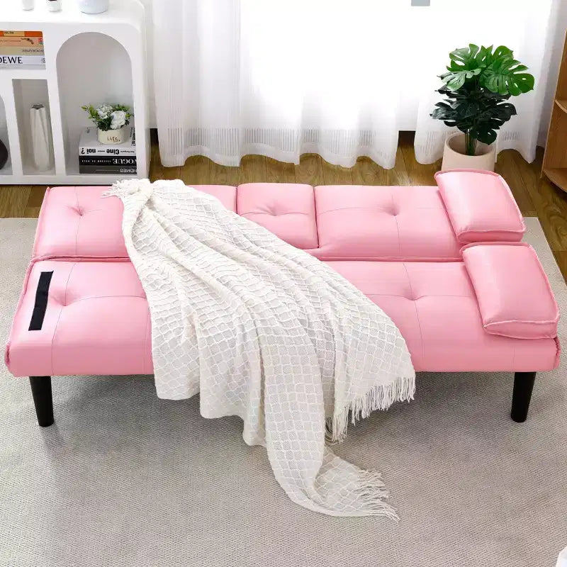Divano Letto Convertibile, Futon Moderno da 67 pollici con Portabicchieri, Divano Letto per Piccoli Spazi, Appartamenti e Uffici