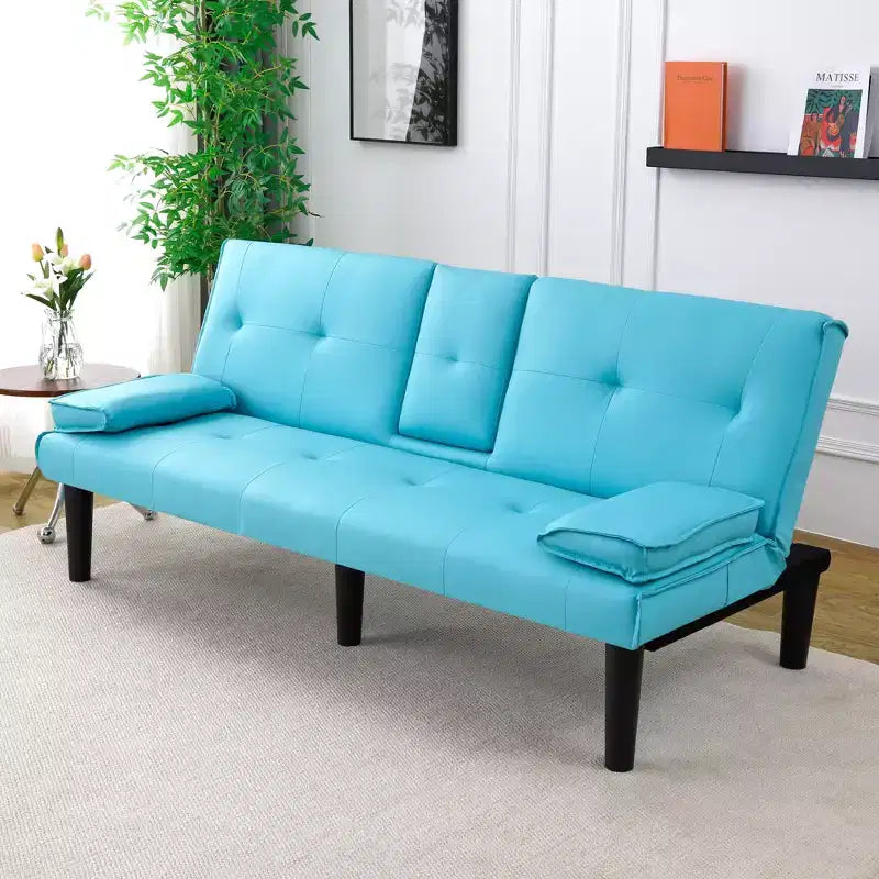 Divano Letto Convertibile, Futon Moderno da 67 pollici con Portabicchieri, Divano Letto per Piccoli Spazi, Appartamenti e Uffici