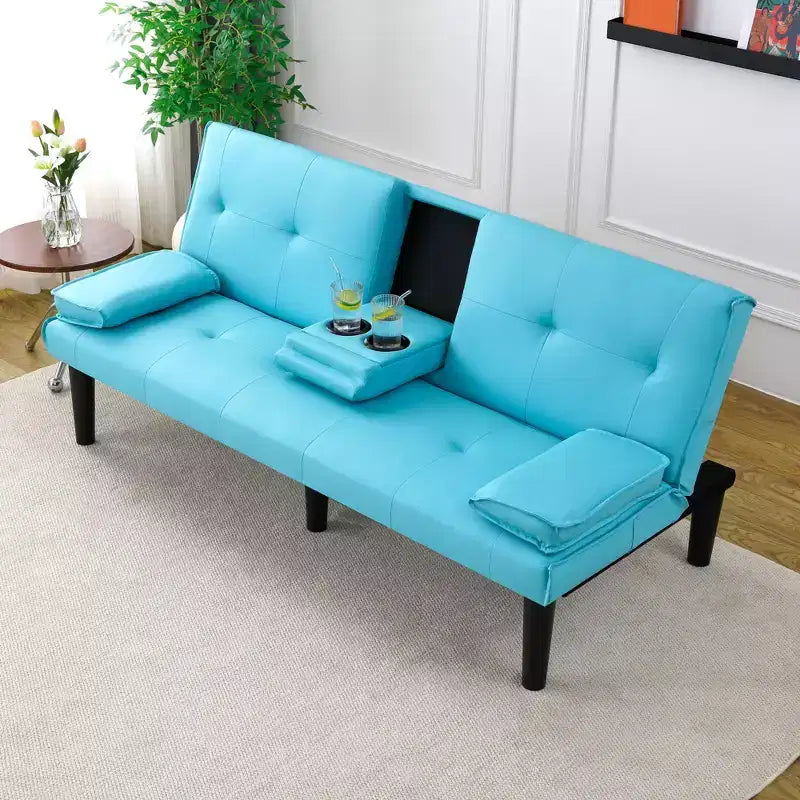 Divano Letto Convertibile, Futon Moderno da 67 pollici con Portabicchieri, Divano Letto per Piccoli Spazi, Appartamenti e Uffici