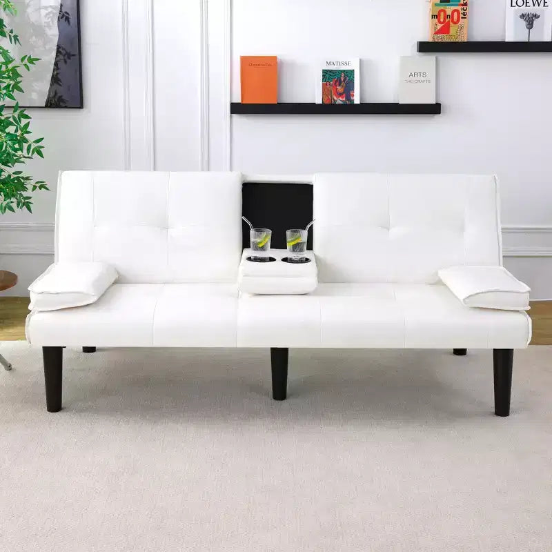 Divano Letto Convertibile, Futon Moderno da 67 pollici con Portabicchieri, Divano Letto per Piccoli Spazi, Appartamenti e Uffici