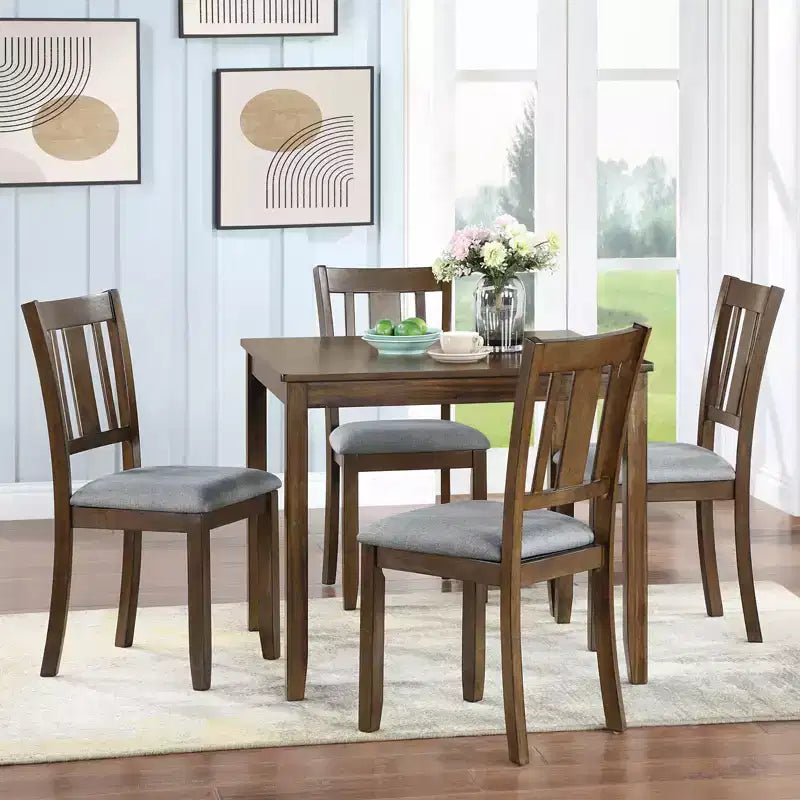 Set da pranzo da 5 pezzi in legno con 4 sedie per cucina o sala da pranzo