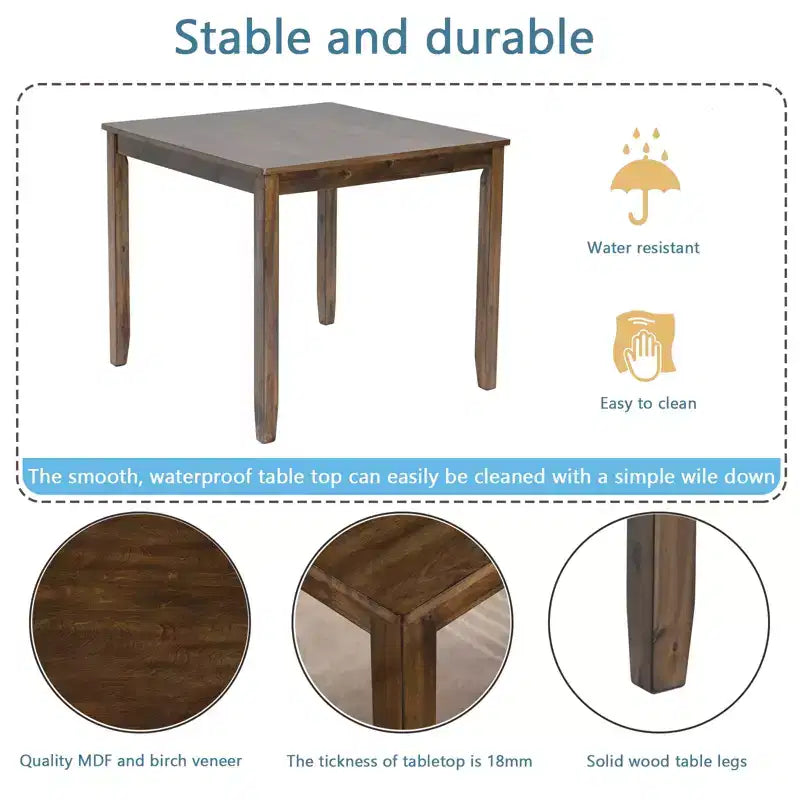 Set da pranzo da 5 pezzi in legno con 4 sedie per cucina o sala da pranzo