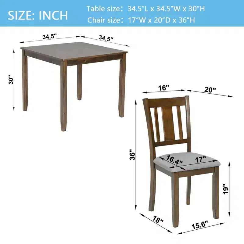 Set da pranzo da 5 pezzi in legno con 4 sedie per cucina o sala da pranzo