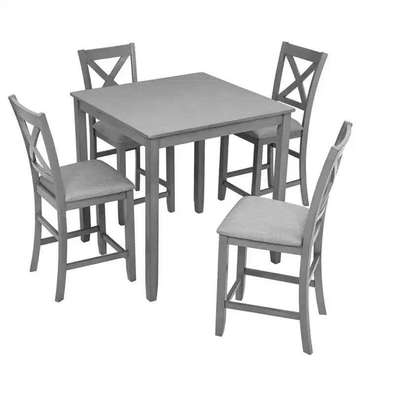 Set da pranzo da 5 pezzi ad altezza bancone quadrato con 4 sedie imbottite