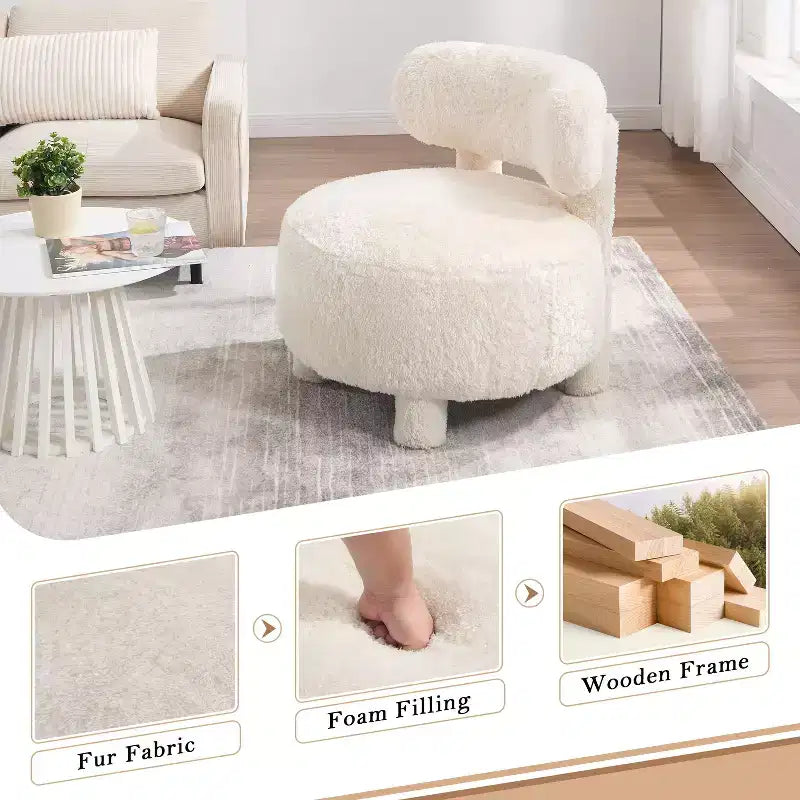 Poltrona moderna rotonda con schienale curvo, spessa imbottitura, gambe in legno, comoda sedia per leggere, per soggiorno, camera da letto