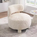 Poltrona moderna rotonda con schienale curvo, spessa imbottitura, gambe in legno, comoda sedia per leggere, per soggiorno, camera da letto