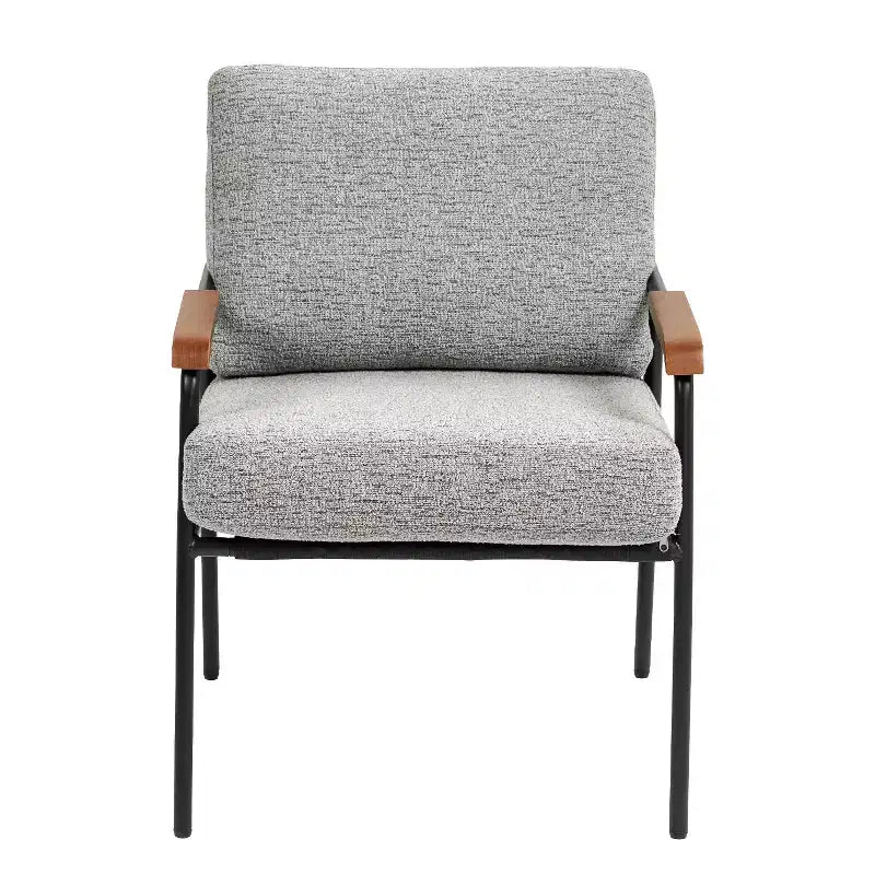 23 Poltrone moderne con braccioli in legno naturale Poltrona da lettura imbottita con struttura in metallo nero Poltrona lounge per soggiorno, camera da letto