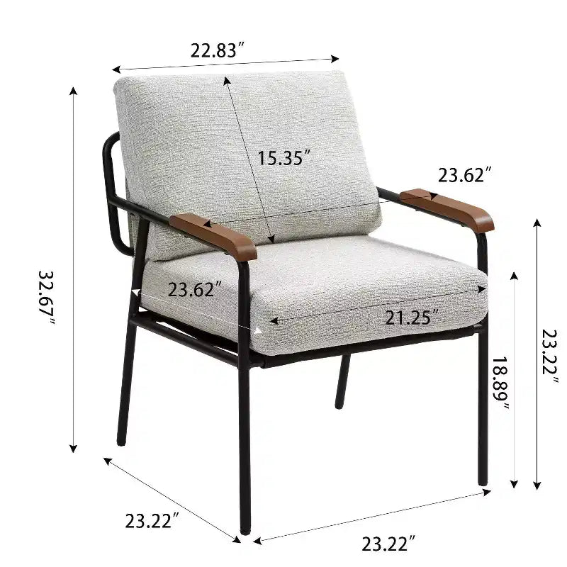 23 Poltrone moderne con braccioli in legno naturale Poltrona da lettura imbottita con struttura in metallo nero Poltrona lounge per soggiorno, camera da letto