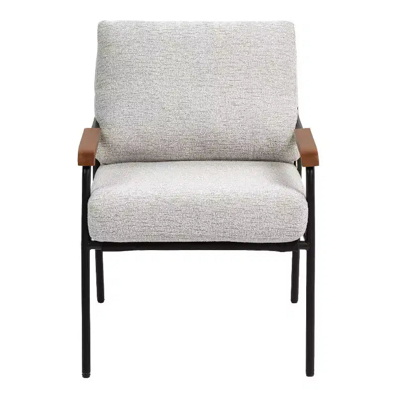 23 Poltrone moderne con braccioli in legno naturale Poltrona da lettura imbottita con struttura in metallo nero Poltrona lounge per soggiorno, camera da letto