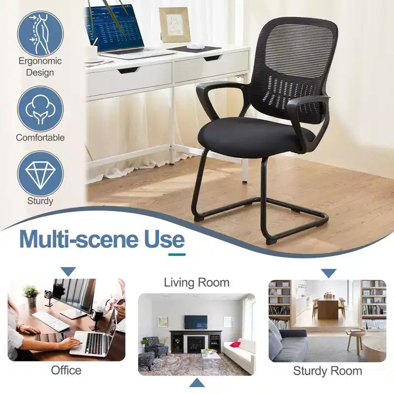 Sedia da ufficio ergonomica con sedile imbottito, sedia gaming con braccioli e supporto lombare, sedia per computer per sala lettura, nero