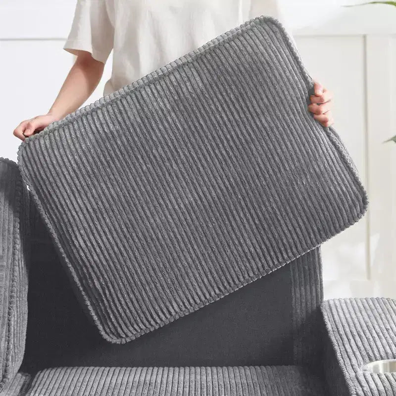 Divano moderno in velluto a coste da 83,86 pollici, divano a 3 posti con 2 portabicchieri per soggiorno, camera da letto, ufficio, appartamento, grigio