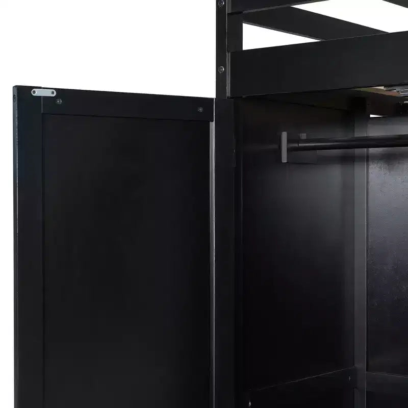 Letto a Soppalco da Gioco Full Size con Scrivania e Luci RGB, Struttura Letto a Soppalco in Legno Full con Armadio, Mensole e Tende Oscuranti