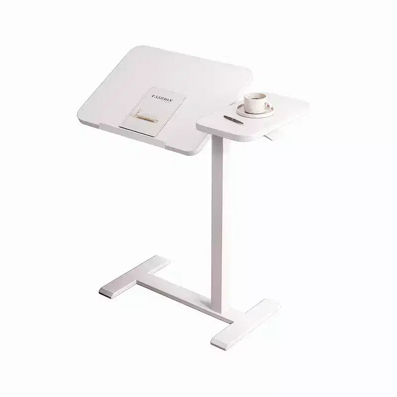 NAYSAYE Tavolino Comodino per Letto da Lavoro Scrivania su Ruote Supporto Laptop Regolabile in Altezza per Letto Divano, Bianco, 31,5*15,7*40