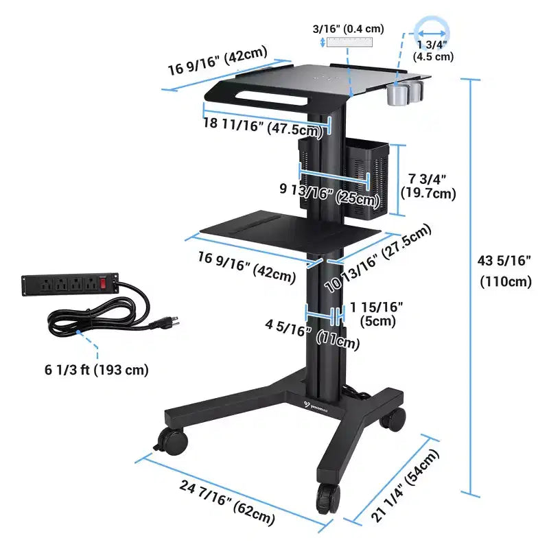 Yescom Carrello Mobile per Laptop con Pannello Frontale per Display per Conferenze di Laboratorio