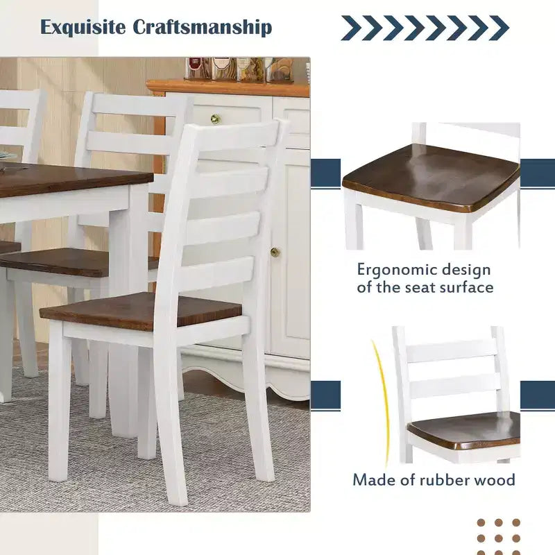 Set da pranzo in legno da 6 pezzi per 6 persone, tavolo da pranzo rettangolare con 4 sedie imbottite e panca