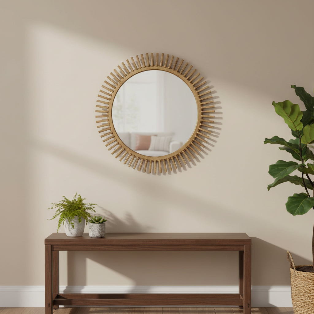 Specchio decorativo da parete Tedwell di Signature Design by Ashley con cornice a raggiera marrone