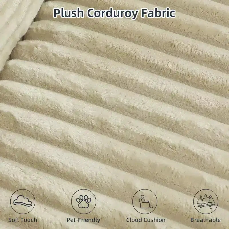 MooxvMoo 105Divano Sezionale Modulare con Cuscini Decorativi e Seduta Profonda, Comodo Divano Angolare a L in Peluche con Chaise Longue per Soggiorno, Nessun Montaggio Richiesto, Beige