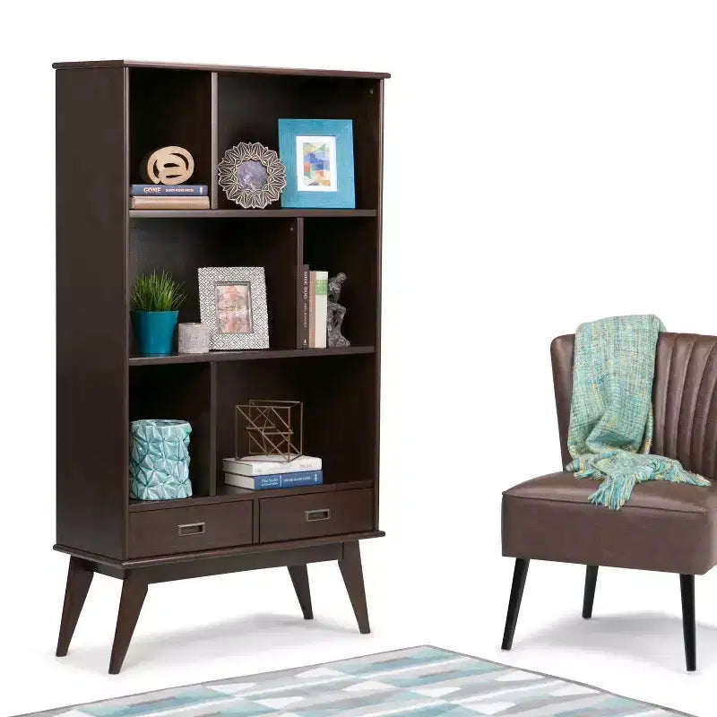 Libreria e mobile contenitore ampio Tierney in LEGNO MASSELLO da 64 x 35 pollici, in stile moderno di metà secolo
