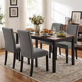Set di 4 sedie da pranzo in legno con gambe in legno massello curvato per sala da pranzo, grigio