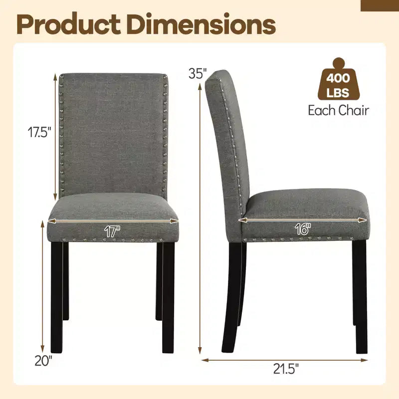 Set di 4 sedie da pranzo in legno con gambe in legno massello curvato per sala da pranzo, grigio