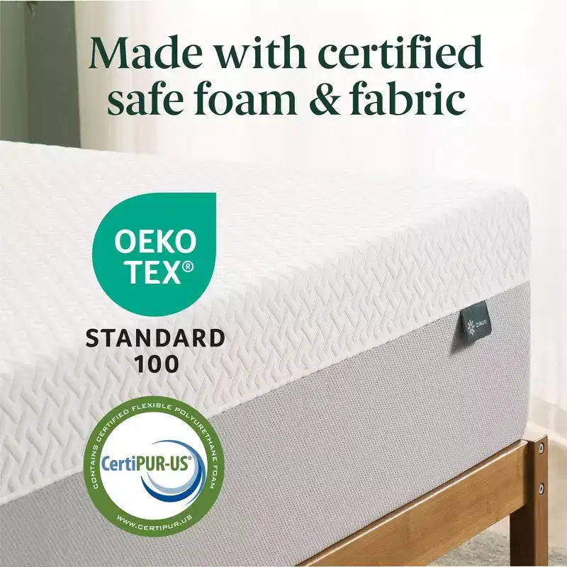 Zinus Materasso in Memory Foam Essential al Tè Verde da 25 cm, Queen, Rigidità Media, Memory Foam Traspirante, Schiume e Tessuti Certificati Sicuri, Materasso Arrotolato
